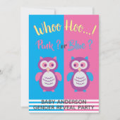 ベビーフクロウ性別が赤ちゃんシャワーを明かす 招待状 (正面)