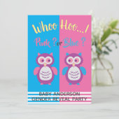 ベビーフクロウ性別が赤ちゃんシャワーを明かす 招待状 (スタンド正面)