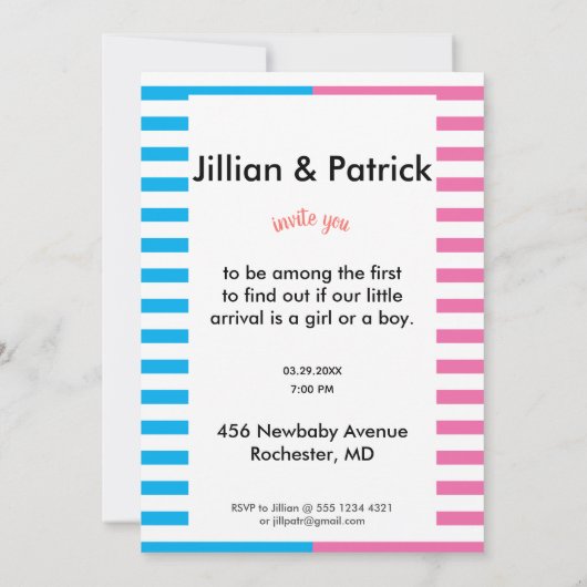 ベビーフクロウ性別が赤ちゃんシャワーを明かす 招待状 (裏面)