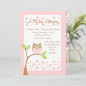 ベビーフクロウ淡いピンク 招待状 (スタンド正面)