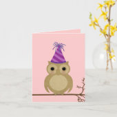 ベビーフクロウ誕生日カード カード (黄色い花)