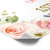 ベビーフクロウ赤面金ゴールドピンクフローラ誕生日歓迎 ポスター (角)