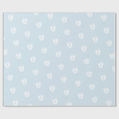 ベビーフットプリントハートかわいい白い足ブルー ラッピングペーパー (フラット)