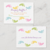 ベビーフットプリントベイビーシャワーオムツラッフルチケット エンクロージャーカード (正面/裏面)