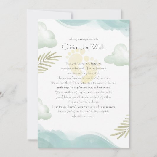 ベビーフットプリント記念カード 案内状 (正面)