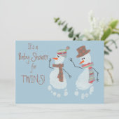 ベビーフットプリント雪だるまツインズベビーシャワー 招待状 (スタンド正面)