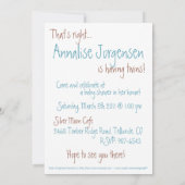 ベビーフットプリント雪だるまツインズベビーシャワー 招待状 (裏面)