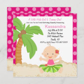 ベビーフラガールファースト誕生日招待状 招待状 (正面/裏面)