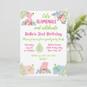 ベビーフラミンゴサマーバースデーパーティーの招待 招待状 (スタンド正面)