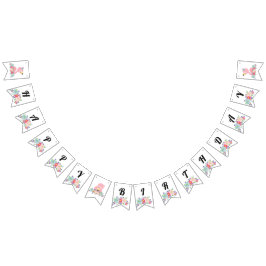 ベビーフラミンゴハッピーバースデー バンティングフラッグ