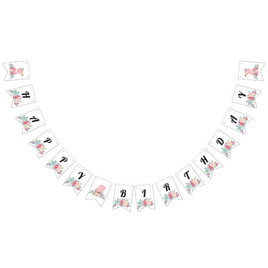 ベビーフラミンゴハッピーバースデー バンティングフラッグ (全)