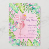 ベビーフラミンゴベビーシャワー 招待状 (正面/裏面)