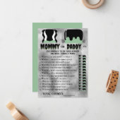 ベビーフランケンシュタインベイビーシャワーゲーム ノートカード (正面/裏面インサイチュ)