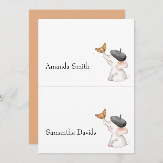 ベビーフランスの男女兼用シャワー座席表 招待状 (正面/裏面)