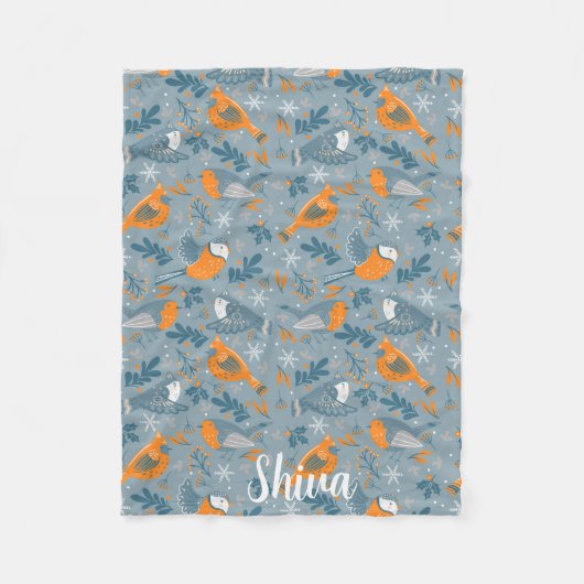 ベビーフリースウッドランドバードフリースブランケット フリースブランケット (正面)