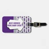 ベビーフロージパープルグレイアーガイルパターンバッグラベル ラゲッジタグ (正面横)