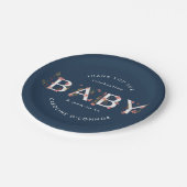 ベビーフローラガーデンベビーシャワーブルー ペーパープレート (アングル)