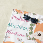 ベビーフローラキツネ名前をカスタムするパタグラデーションーン ビーチタオル (インサイチュ)