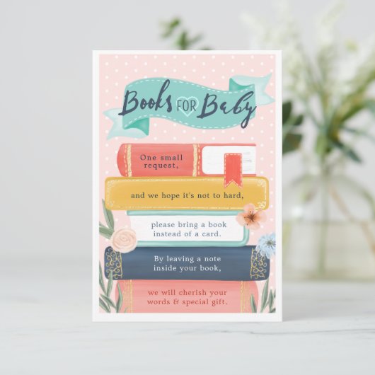 ベビーフローラブック用シック本テーマベビーシャワー エンクロージャーカード (スタンド正面)