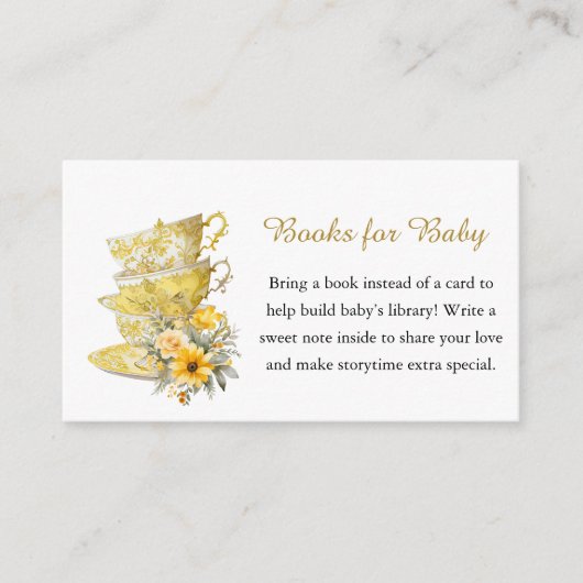 ベビーフローラ茶パーティー赤ちゃんシャワー用の本 エンクロージャーカード (正面)