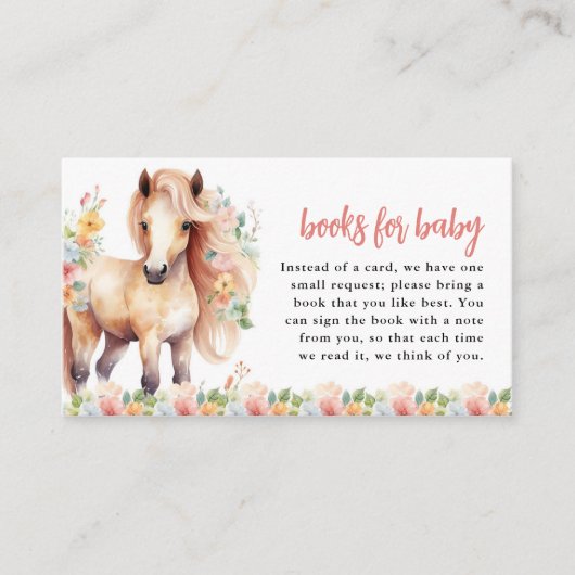 ベビーフローラ馬赤ちゃんシャワー用の本 エンクロージャーカード (正面)