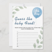 ベビーフードシャワーゲームバルーンユーカリを推測 招待状 (正面)