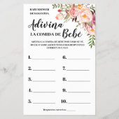 ベビーフードシャワーピンクのゲームカードを推測 チラシ (裏面)