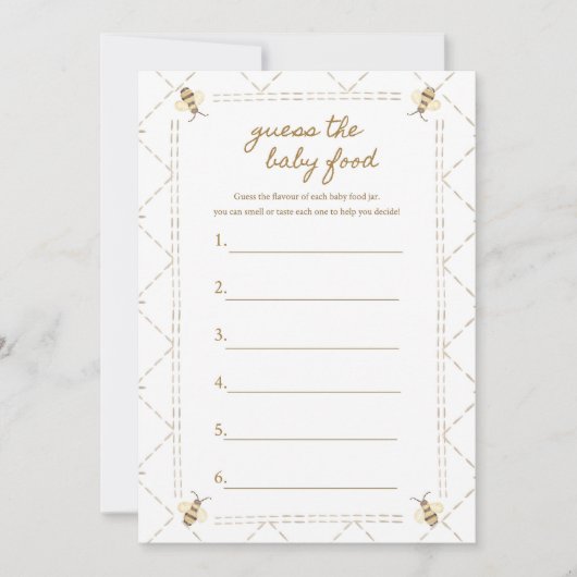 ベビーフードビー赤ちゃんシャワーゲームカードを推測 招待状