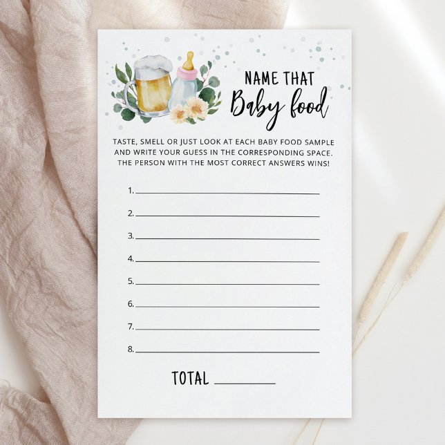 ベビーフード当てゲーム 赤ちゃんが醸造中 ピンク カード (Greenery and Beer Baby Brewing Baby Shower Name That baby food Game)