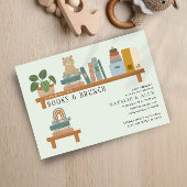 ベビーブックシェルフグリーンニュートラルベビーシャワー 招待状