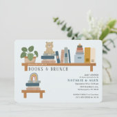 ベビーブックシェルフブルーボーイベビーシャワー 招待状 (スタンド正面)