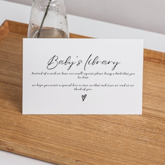 ベビーブックリクエストのベビーシャワー用ミニマリスト本 エンクロージャーカード