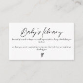 ベビーブックリクエストのベビーシャワー用ミニマリスト本 エンクロージャーカード (正面)