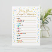 ベビーブック絵文字ゲームブルーと金ゴールド 招待状 (スタンド正面)