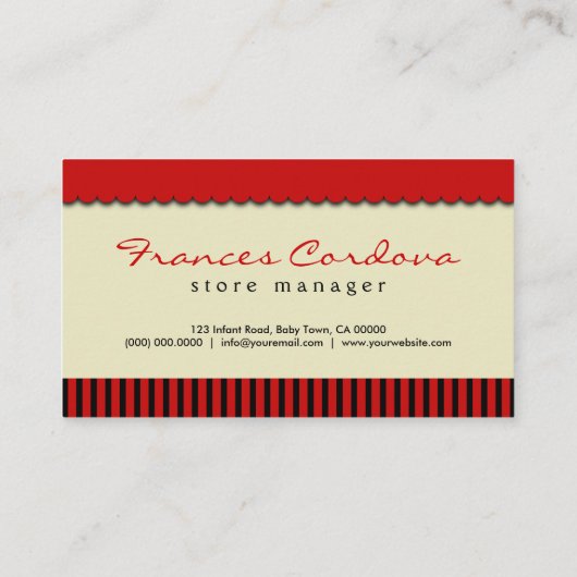 ベビーブティックベビーストアベビーショップビジネスカード 名刺 (裏面)