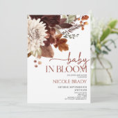ベビーブラウンブルゴーニュフローラ赤ちゃんシャワー 招待状 (スタンド正面)