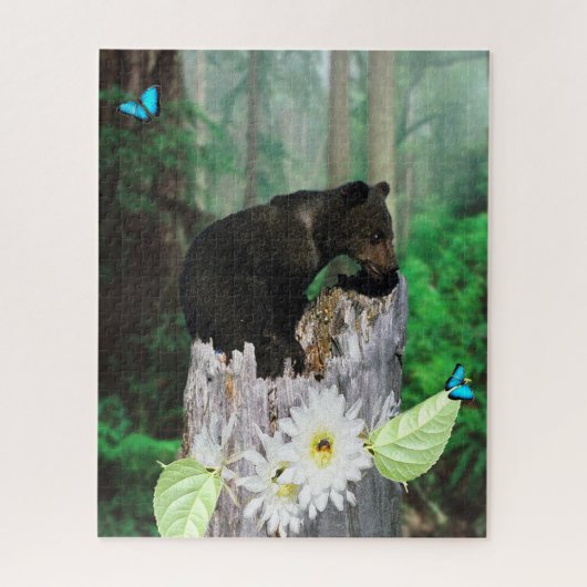 ベビーブラウンベアの切り株 ジグソーパズル (縦)