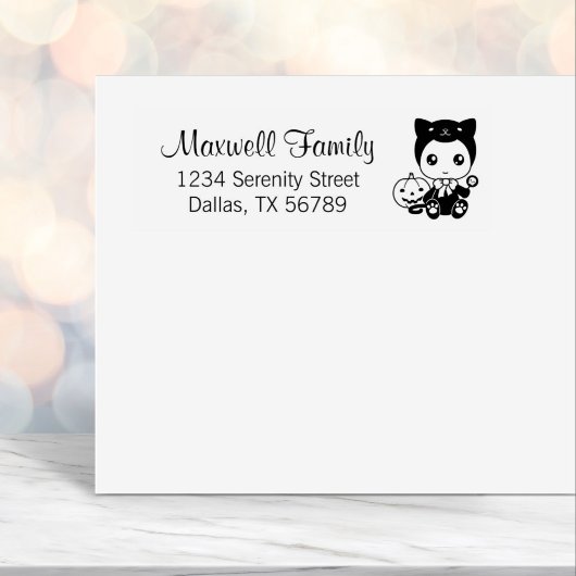 ベビーブラックキャットパンプキンファミリーアドレス セルフインキングスタンプ