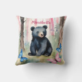 ベビーブラックベアーガールズパーソナライズされた クッション (裏面)