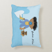 ベビーブラック男の赤ちゃん用ブルーの枕 アクセントクッション (正面(垂直))