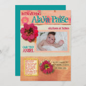 ベビーブランケット誕生発表挨拶カード 案内状 (正面/裏面)