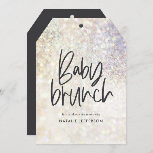 ベビーブランチのシャワーパーティーグリッター輝く上品 (正面/裏面)