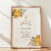 ベビーブランチオレンジかわいこちゃんベビーシャワーウェルカムサイン ポスター