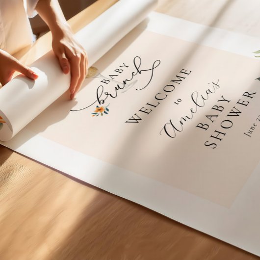 ベビーブランチオレンジかわいこちゃんベビーシャワーウェルカムサイン ポスター