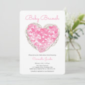 ベビーブランチピンクハート女素朴の子ベビーシャワー 招待状 (スタンド正面)