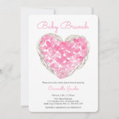 ベビーブランチピンクハート女素朴の子ベビーシャワー 招待状 (正面)