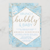 ベビーブランチブルーマーブルベビーシャワー招待状 招待状 (正面/裏面)