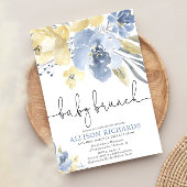 ベビーブランチ男の子の赤ちゃんシャワーほこりっぽい青い黄色 招待状