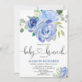 ベビーブランチ男の子シャワーブルーフローラ水色 招待状 (正面)