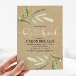 ベビーブランチ男女兼用の素朴な赤ちゃんシャワー 招待状